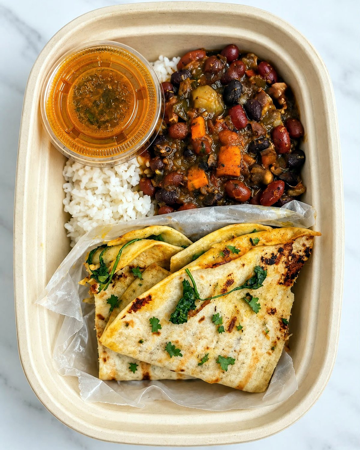 Birria-style Quesadilla Plate meal prep container