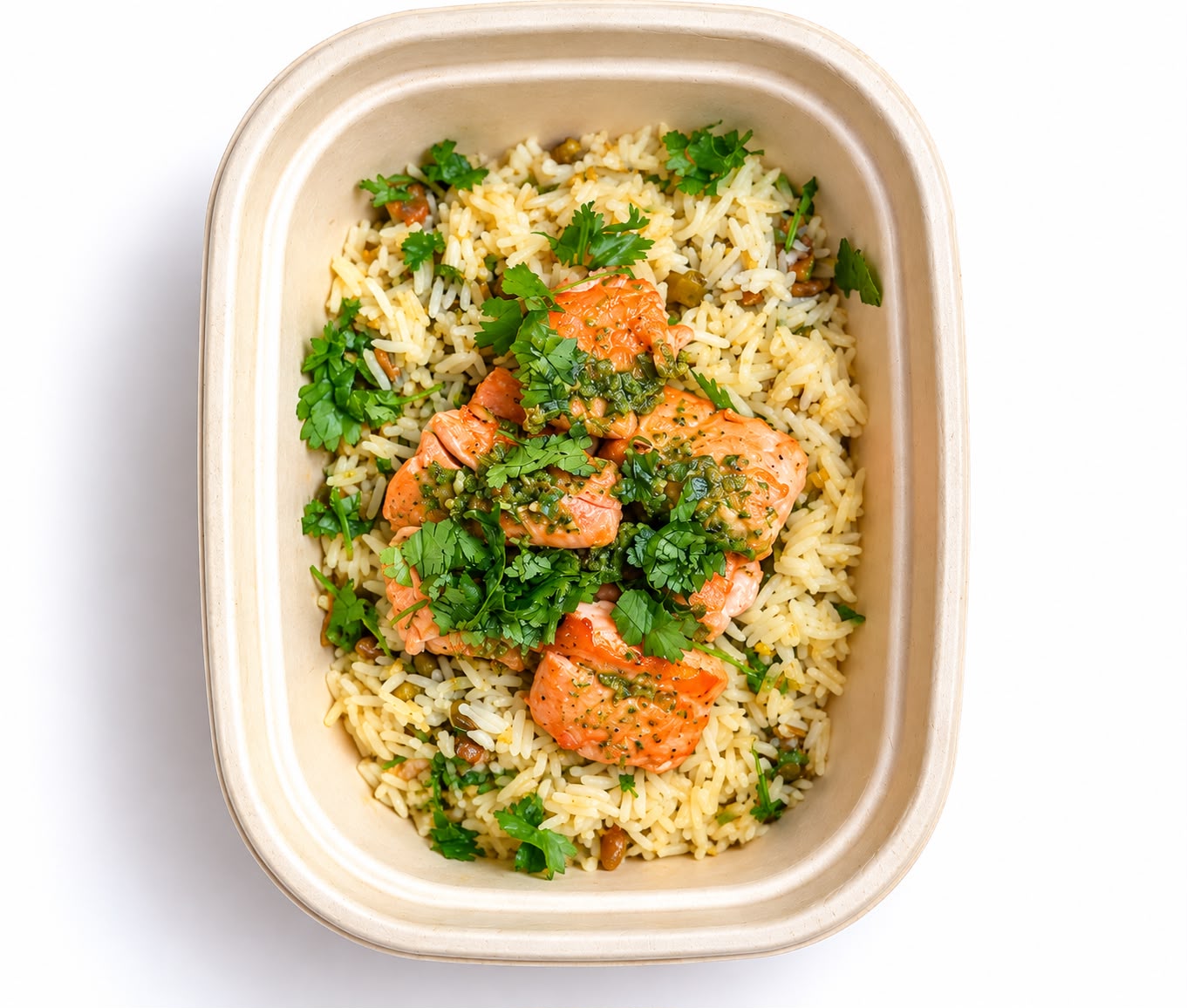 Cilantro Salmon Rice & Lentil Bowl