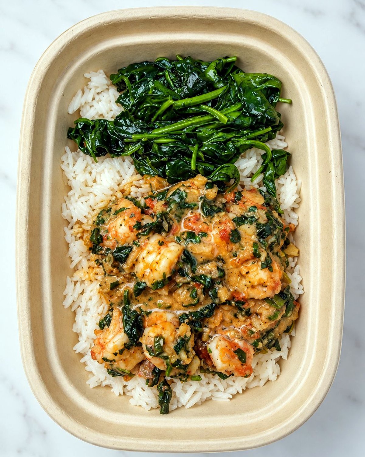 Creamy Coconut Shrimp meal prep container