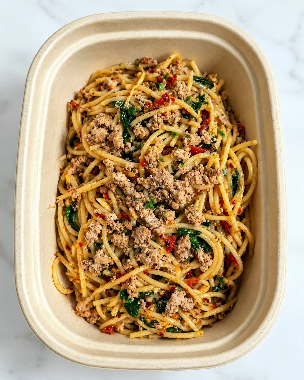 Spicy Turkey & Spinach Spaghetti